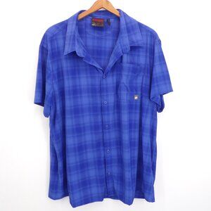 Mammut Men's 2XL Shirt Light Weight Blue Check Short Sleeve Button Down Outdoor